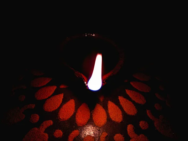 Happy Diwali Hliněné Diya Lampy Rozsvícené Během Diwali Oslavy Blízkosti — Stock fotografie