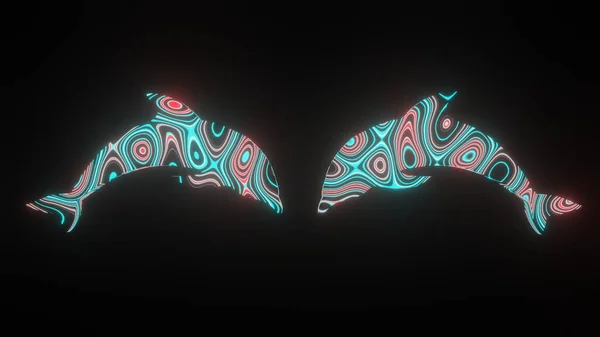 Gráfico Ilustração Bela Textura Padrão Forma Corpo Dois Golfinhos Isolado — Fotografia de Stock