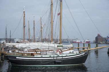 Flensburg Harbor eski tekneler