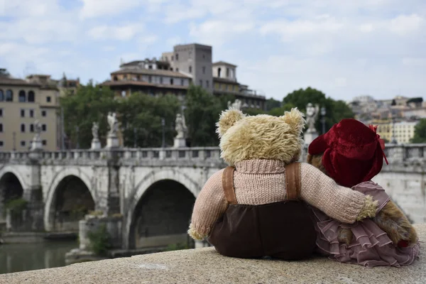 Teddy bear on the bank of the Tiber