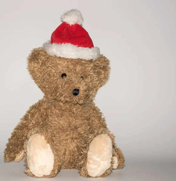 Urso de peluche como o Pai Natal — Fotografia de Stock