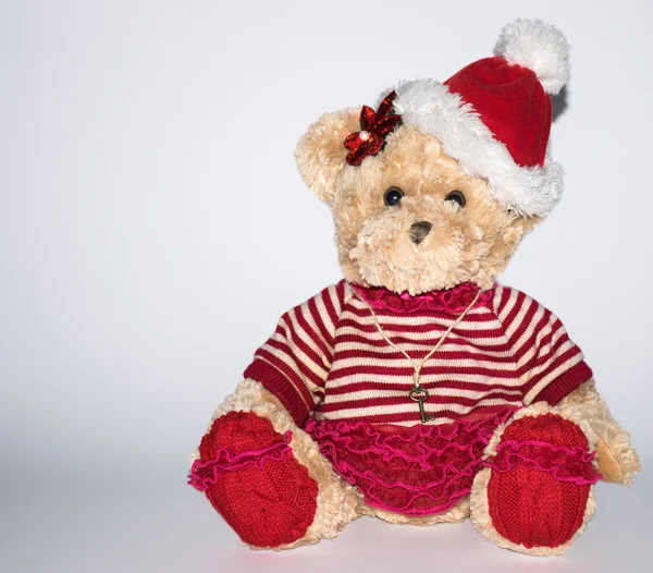 Urso de peluche como o Pai Natal — Fotografia de Stock