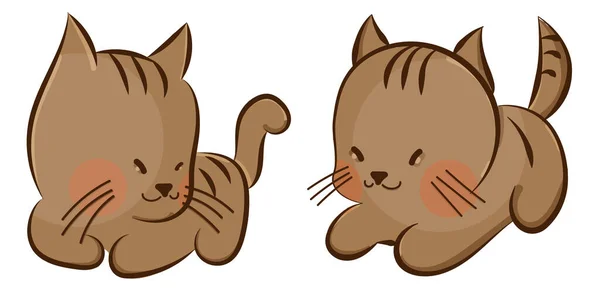 Kahverengi kediler çizgi film stili vektör çizimi — Stok Vektör