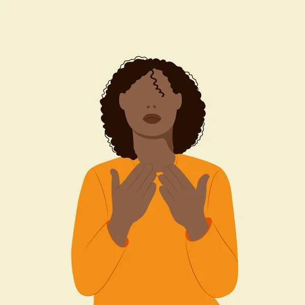 Mujer hermosa negro rezando a Dios — Vector de stock