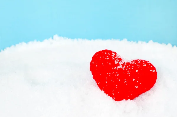 Red Heart Shape White Snow Vintage Color — Stock Photo, Image