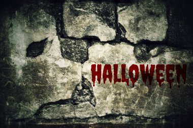 Cadılar Bayramı kirli tuğla duvar vintage ve vignette t ile kanlı