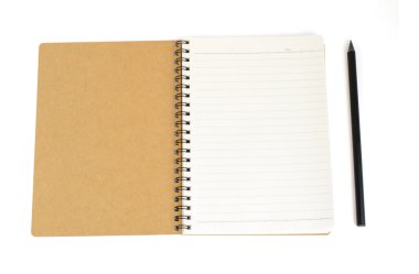 Defter--dan yeniden işleyip kullanı kağıt ve siyah kalem izole üzerinde beyaz wi