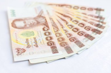 Bin Tayland banyo Lirası üstünde beyaz backgr, yakın çekim