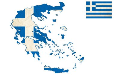 Vintage eski kağıt ile Yunanistan bayrağı