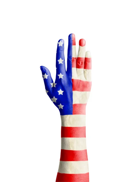 Ruka mladého muže s Spojené státy vlajky patt — Stock fotografie