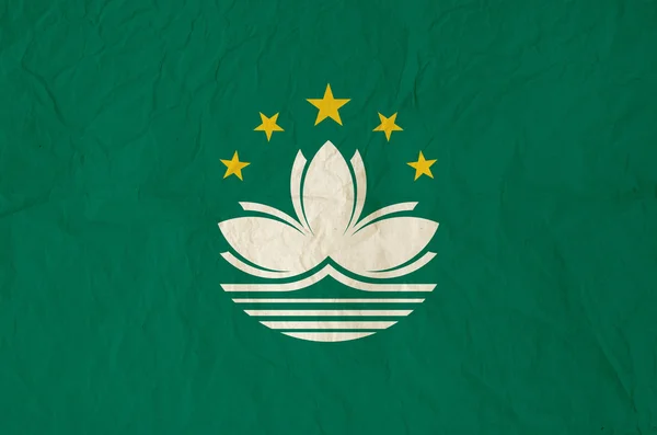 Flag of Macau dengan tekstur kertas vintage lama — Stok Foto