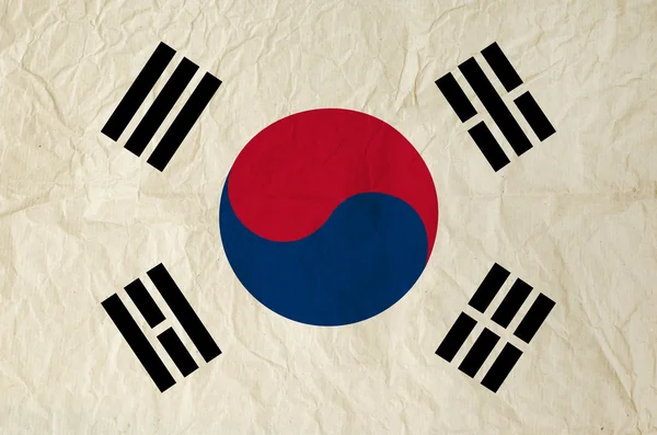 Bandera de Corea del Sur con papel viejo vintage —  Fotos de Stock