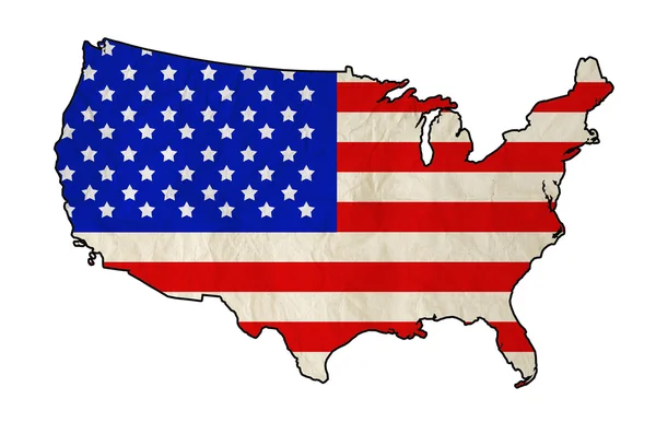 Flagga Sverige i Usa karta med gamla papper textu — Stockfoto