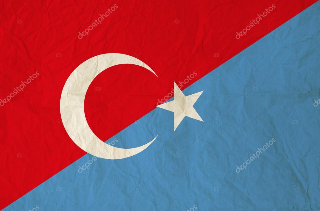 Flag Of Turkey And Uyghurs With Vintage Old Paper Stock Photo
