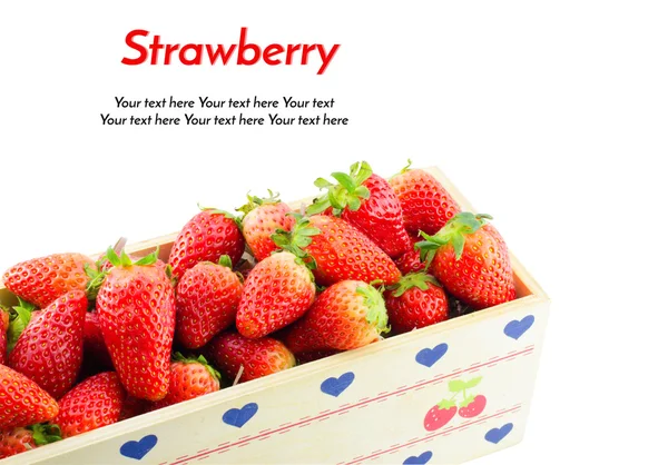 Strawberries Border isolate on white with work path and sample t — Stock Photo, Image