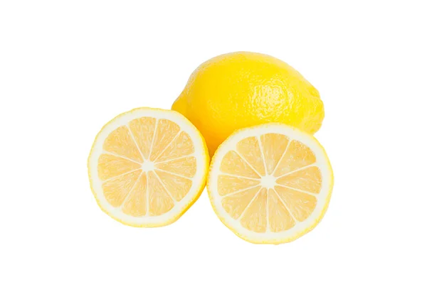 Limão e fatia isolar no branco com caminho de recorte — Fotografia de Stock