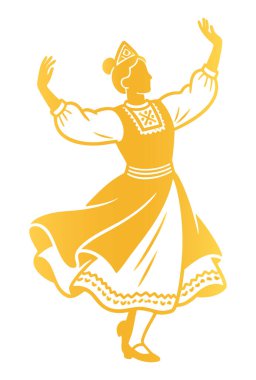 Beyaz Arkaplanda Geleneksel Halk Dansçısının Altın Silueti