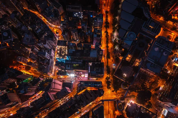 非常に混雑した香港島の通りの見事な空中ビュー ストック画像
