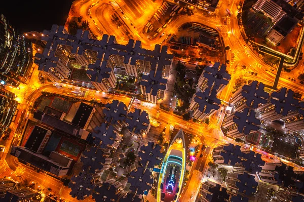 Ohromující Letecký Pohled Velmi Přeplněné Ulice Ostrova Hongkong Royalty Free Stock Obrázky