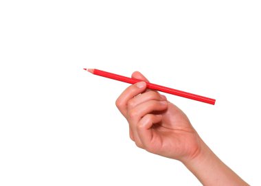 Renkli kalemler ve el