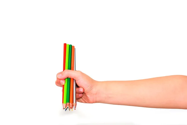 Color pencils and hand — Stock Photo, Image