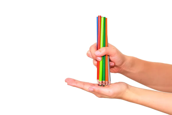 Color pencils and hand — Stock Photo, Image