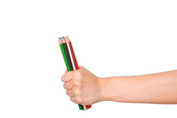 Pensil warna dan tangan — Stok Foto