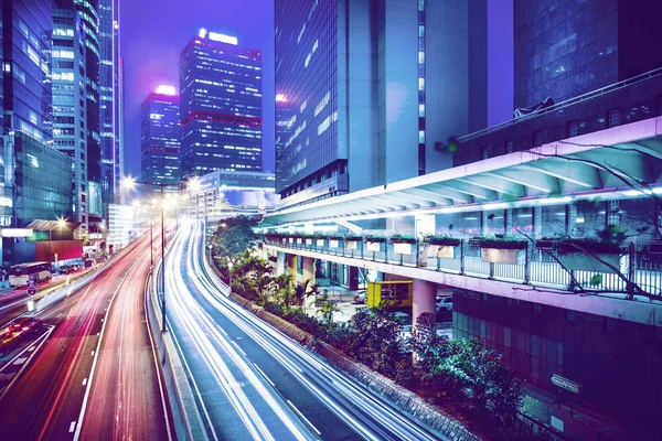 Hong kong şehir gece çekimi — Stok fotoğraf