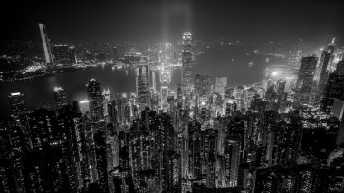 Hong Kong City and Buildings Black and White clipart