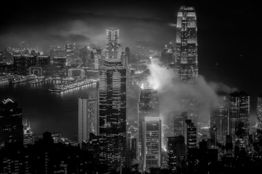 Hong Kong şehir ve Binalar siyah ve beyaz