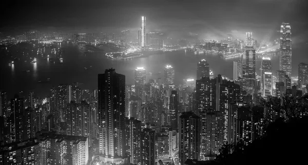 Hong Kong City és épületek fekete-fehér — Stock Fotó
