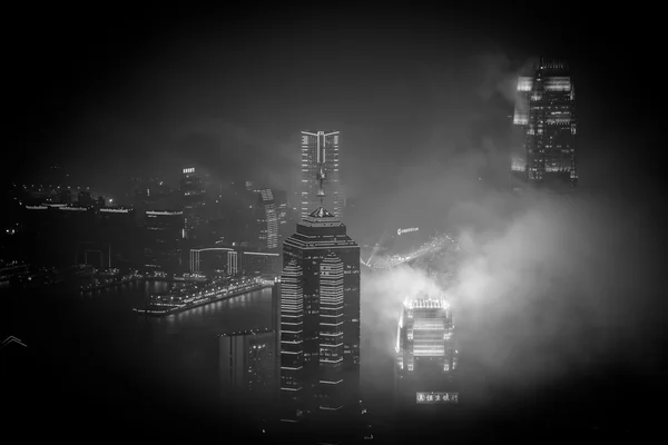 Cidade de Hong Kong e Edifícios Preto e Branco — Fotografia de Stock