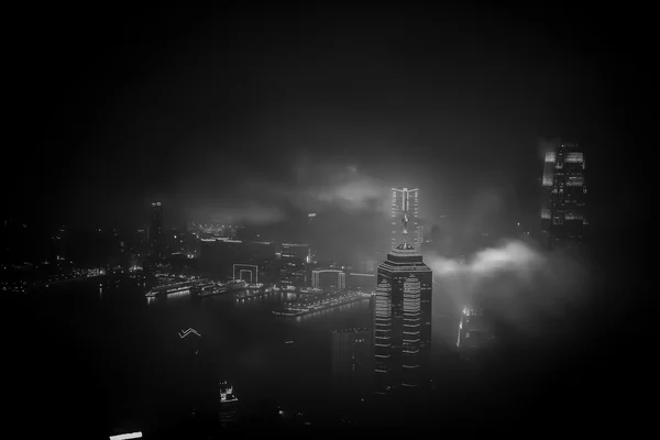 Hong Kong City en gebouwen zwart en wit — Stockfoto