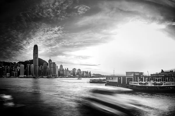 Hong Kong City en gebouwen zwart en wit — Stockfoto