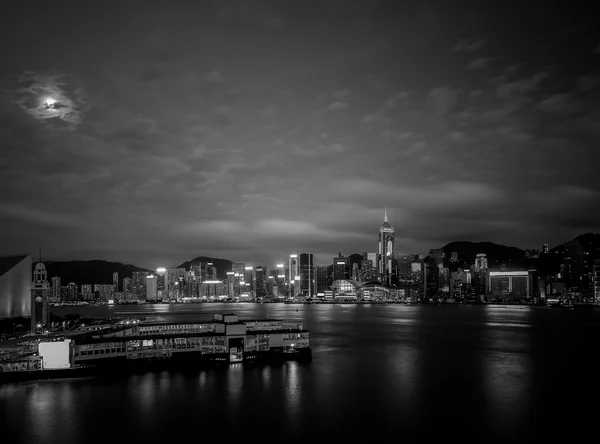 Hong Kong City és épületek fekete-fehér — Stock Fotó