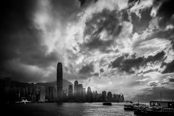 Χονγκ Κονγκ πόλη μαύρο και άσπρο — Φωτογραφία Αρχείου