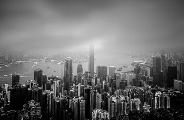 Hong Kong City and Buildings Black and White — Stock Photo, Image