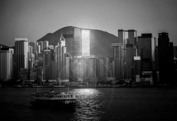 Hong Kong City en gebouwen zwart en wit — Stockfoto