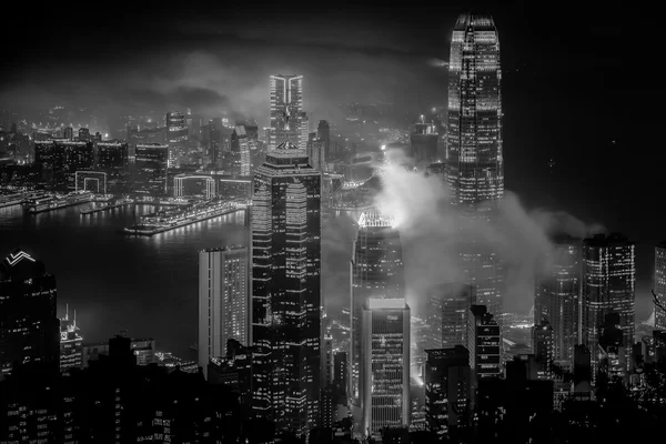 Hong Kong Ville et bâtiments Noir et blanc — Photo
