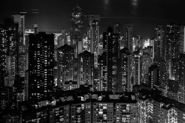 Hong Kong Ville et bâtiments Noir et blanc — Photo