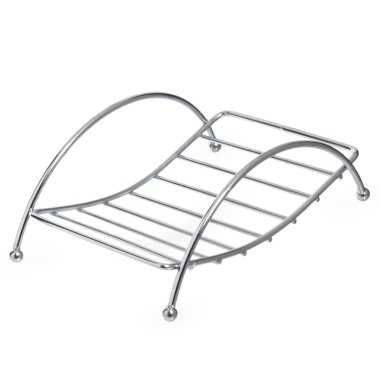 Beyaz arka planda izole edilmiş boş metal sabun tabakası. Sabunsuz sabun tabağı.