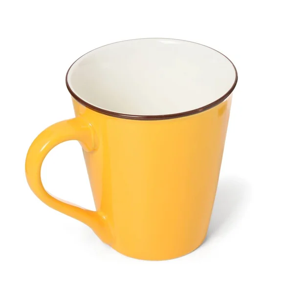 Einfache Gelbe Tasse Isoliert Auf Weißem Hintergrund — Stockfoto