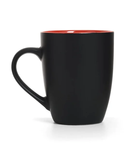 Taza Negra Isolatod Sobre Fondo Blanco — Foto de Stock