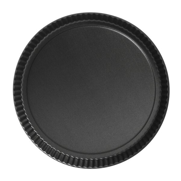 Round oven tray isolated on white background, top view.