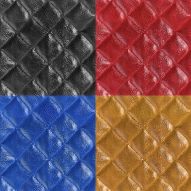 deri Dikişsiz desen seti. Siyah, kırmızı, mavi, kahverengi