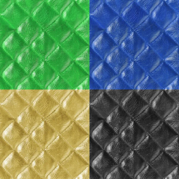 Deri Dikişsiz desen seti. Altın, yeşil, mavi, siyah