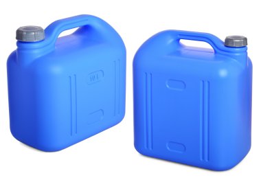 beyaz izole mavi plastik teneke kutu ayarla