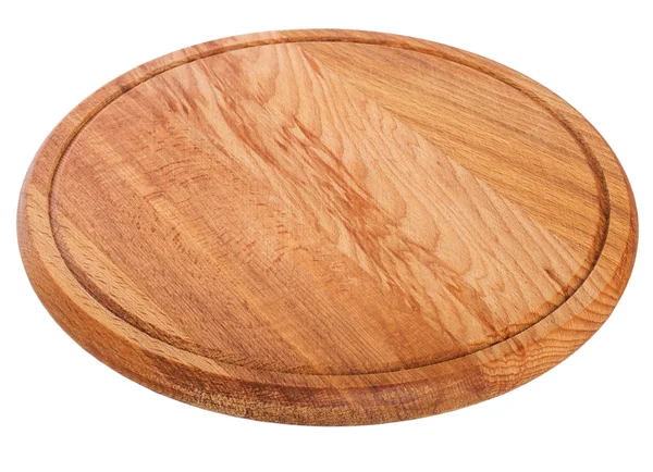 Yuvarlak kesme tahtası beyaz arkaplanda izole edildi