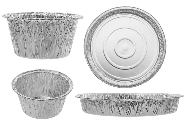 Set of round catering trays on a white background — Stock Photo, Image