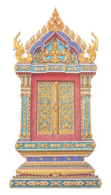 Tay Budist tapınağı pencere heykel izole üzerinde beyaz arka plan